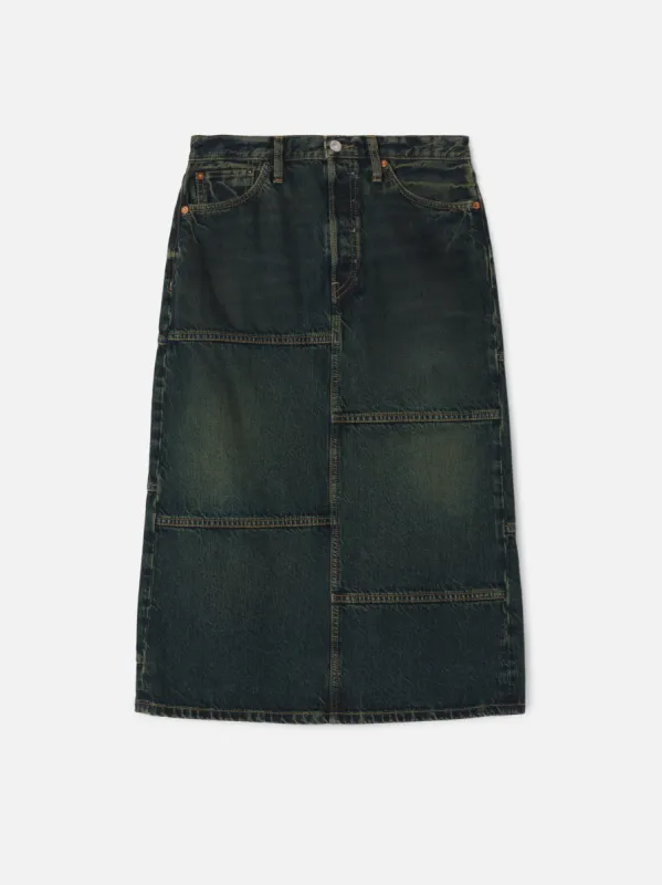 Mid Rise Seamed Skirt - Lagoon made by Re/Done