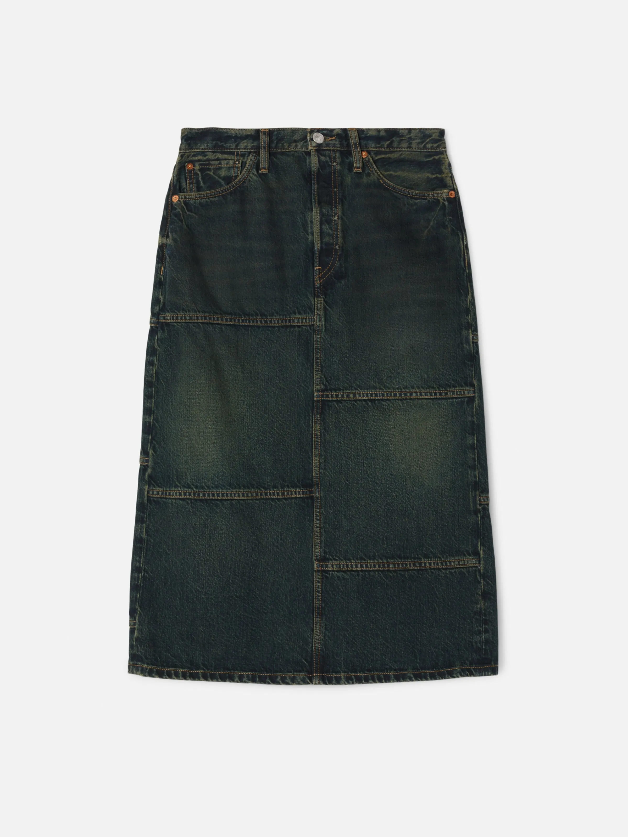 Mid Rise Seamed Skirt - Lagoon sold by Re/Done