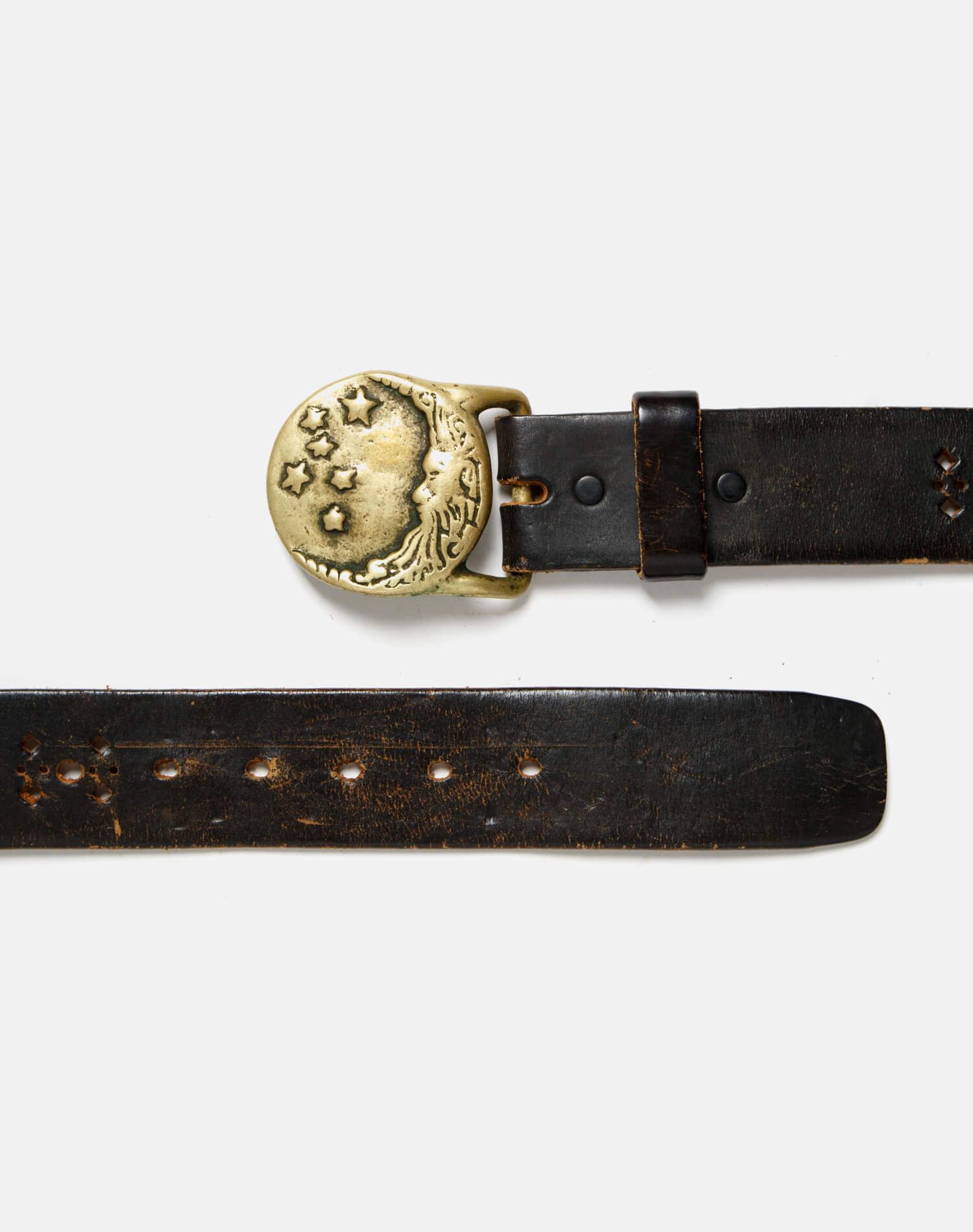 70s Brass Moon Buckle on Perforated Belt sold by Re/Done product image thumbnail 2
