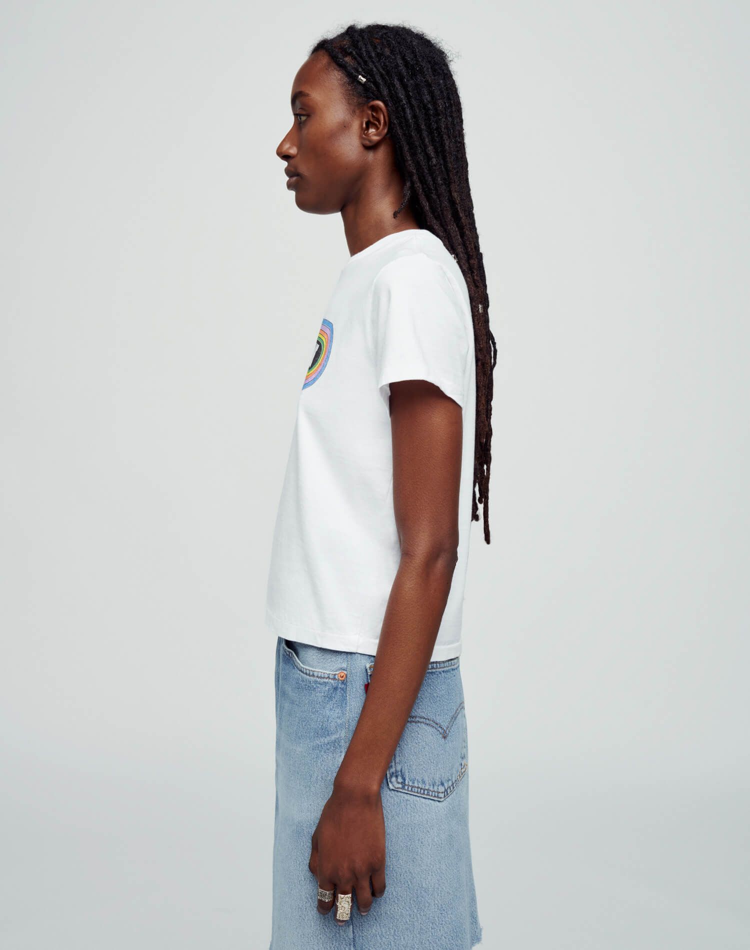 Classic "RE/DONE Rainbow" Tee - Optic White sold by Re/Done product image thumbnail 4
