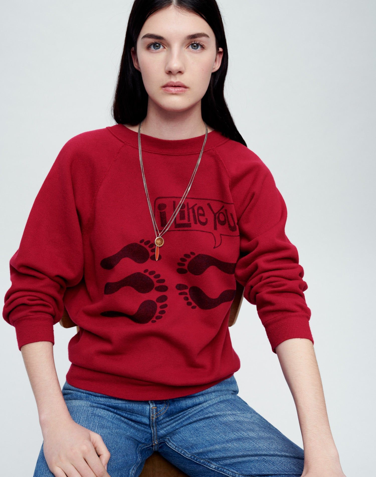 Upcycled Sweatshirt "I Like You" - Assorted sold by Re/Done product image thumbnail 4