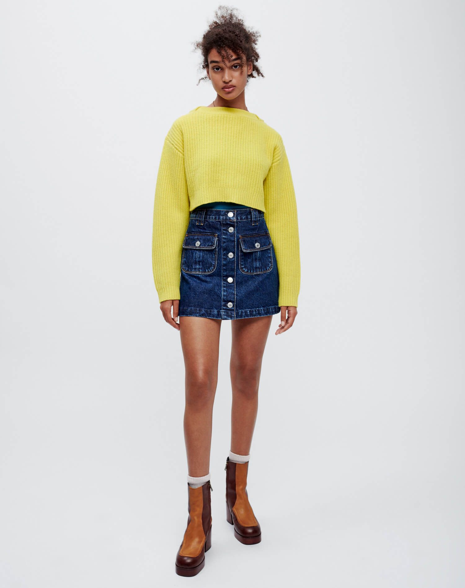 70s Button Front Mini Skirt - Heritage Rinse sold by Re/Done product image thumbnail 4