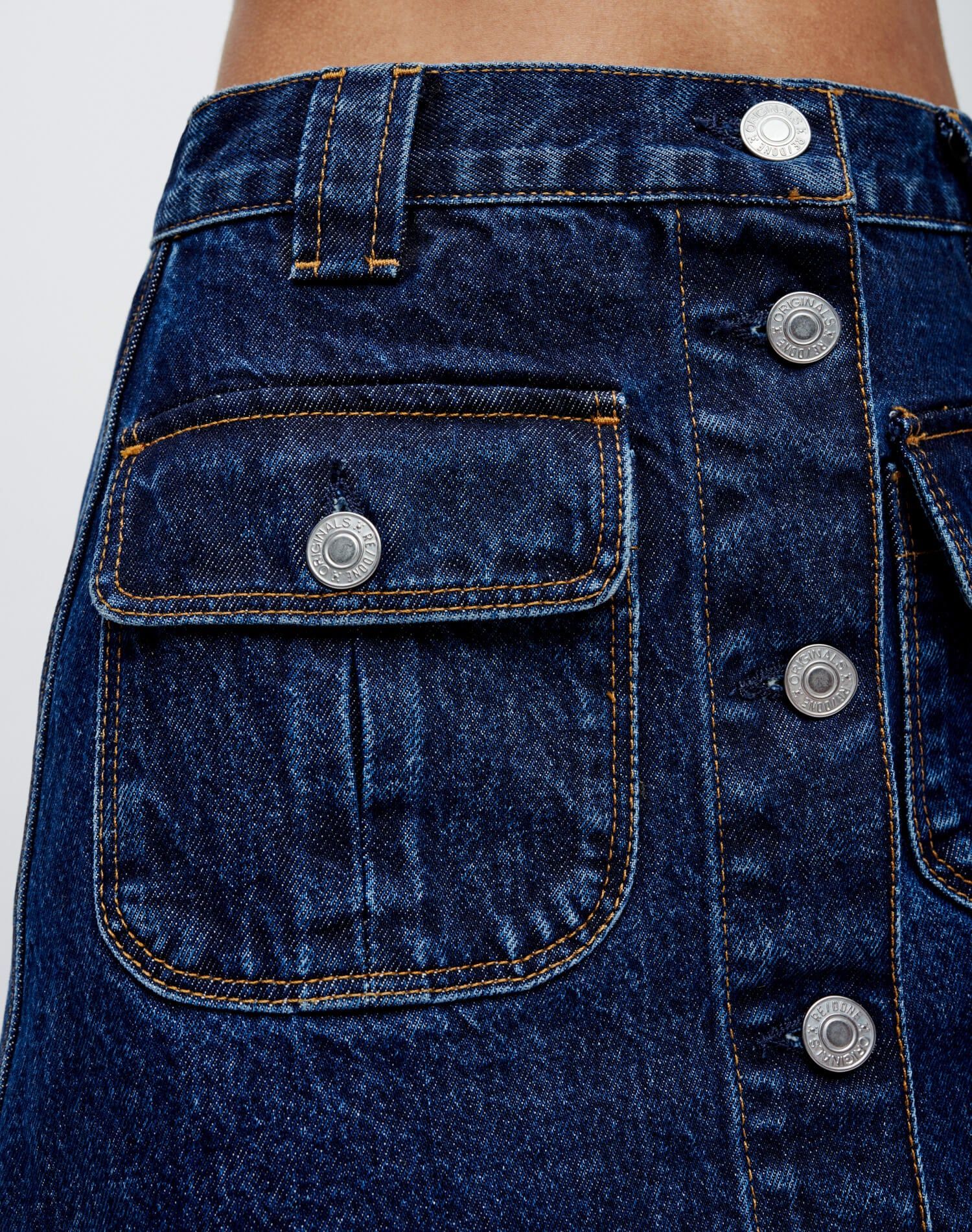 70s Button Front Mini Skirt - Heritage Rinse sold by Re/Done product image thumbnail 6