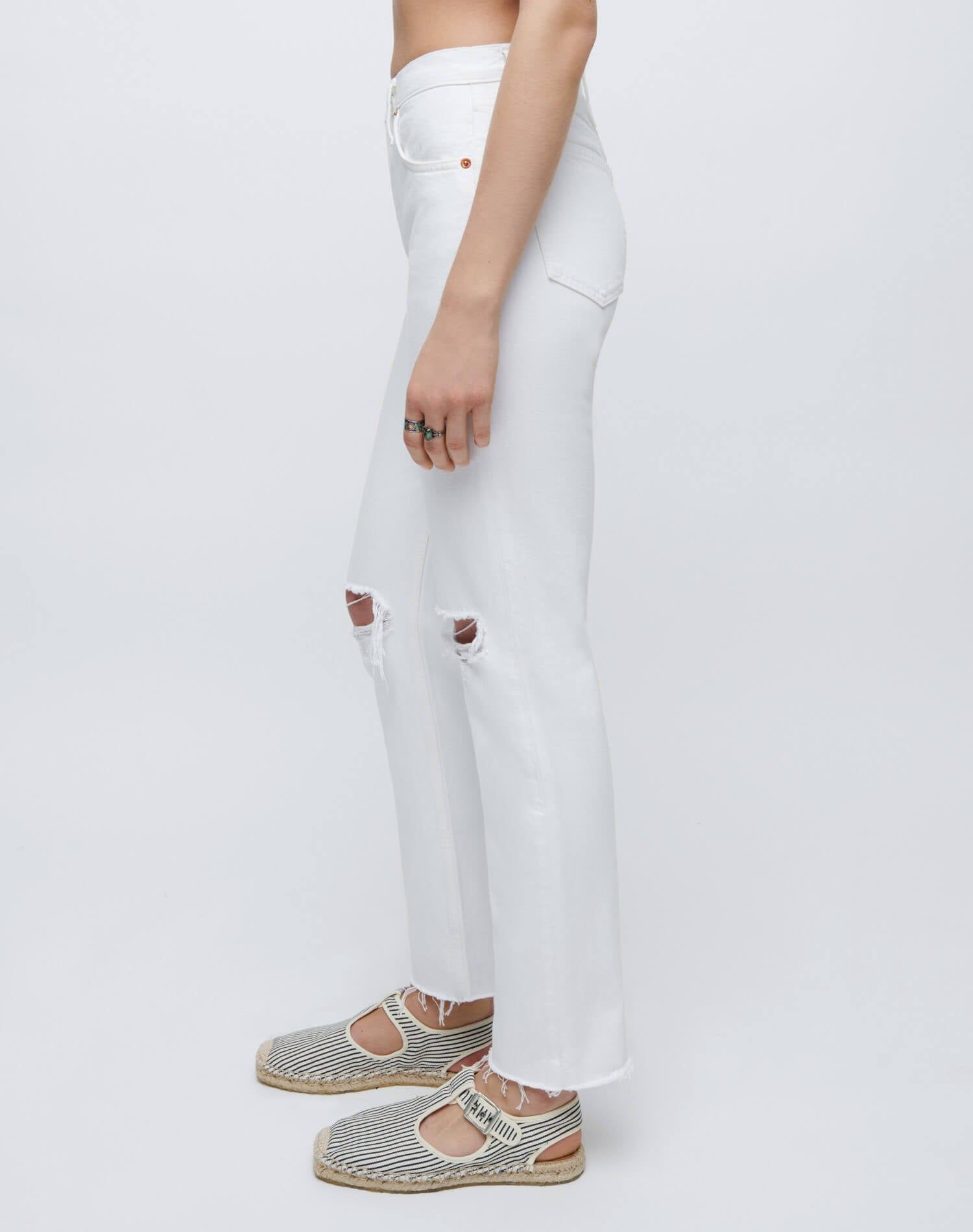 High Rise Stove Pipe - White Destroyed sold by Re/Done product image thumbnail 5