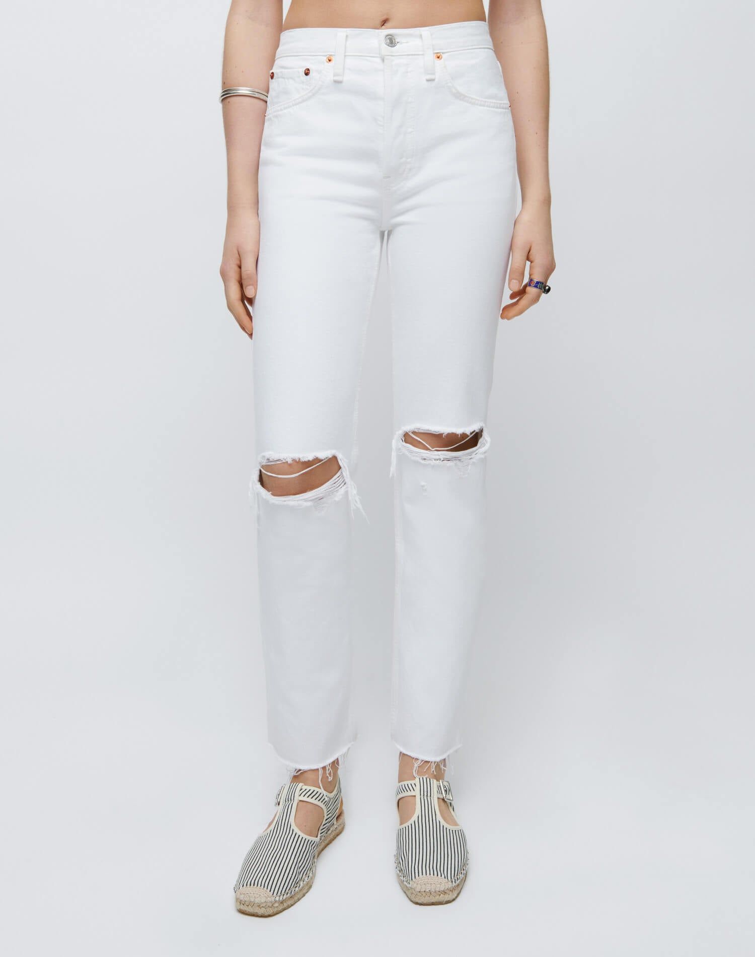 High Rise Stove Pipe - White Destroyed sold by Re/Done product image thumbnail 3