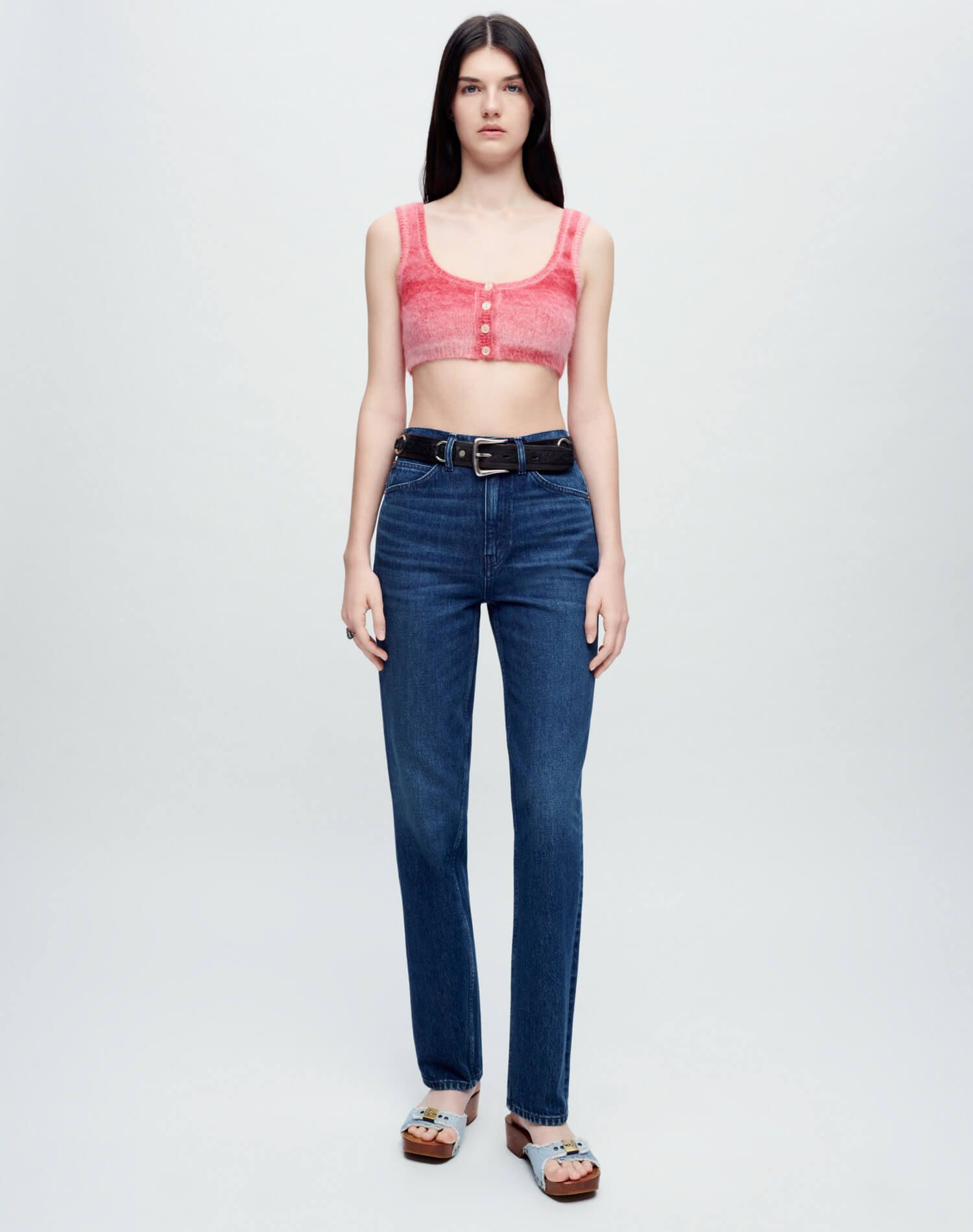Button Front Bra Top - Red Space Dye sold by Re/Done