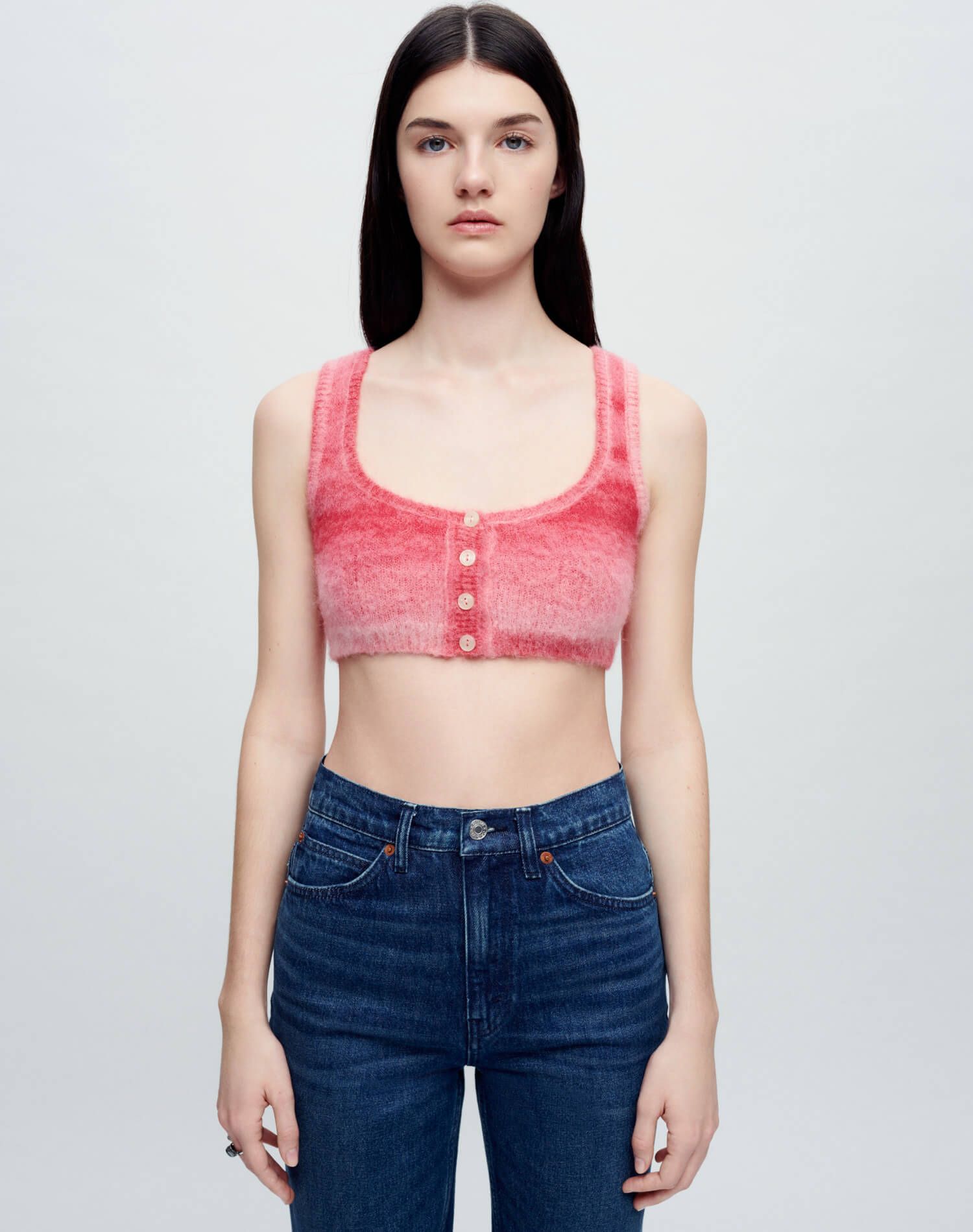 Button Front Bra Top - Red Space Dye sold by Re/Done product image thumbnail 2