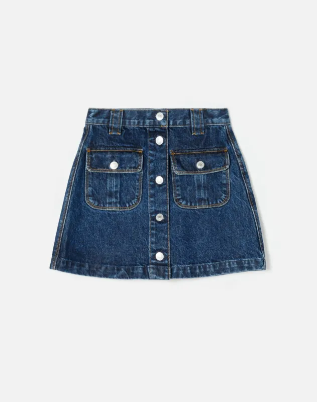 70s Button Front Mini Skirt - Heritage Rinse sold by Re/Done