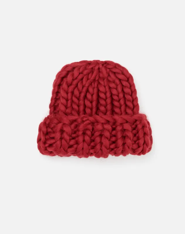 Hand Knit Watch Cap - Red made by Re/Done