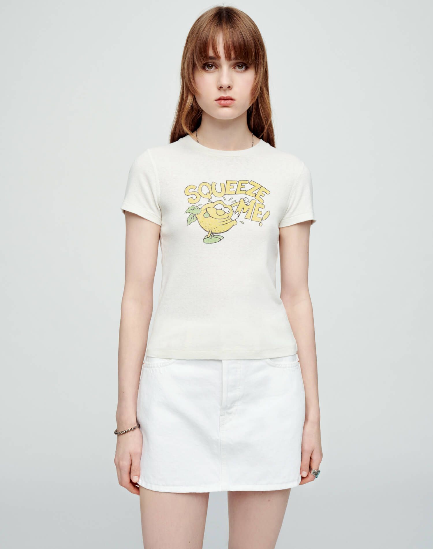90s Baby Tee "Squeeze Me" - Vintage White sold by Re/Done product image thumbnail 2