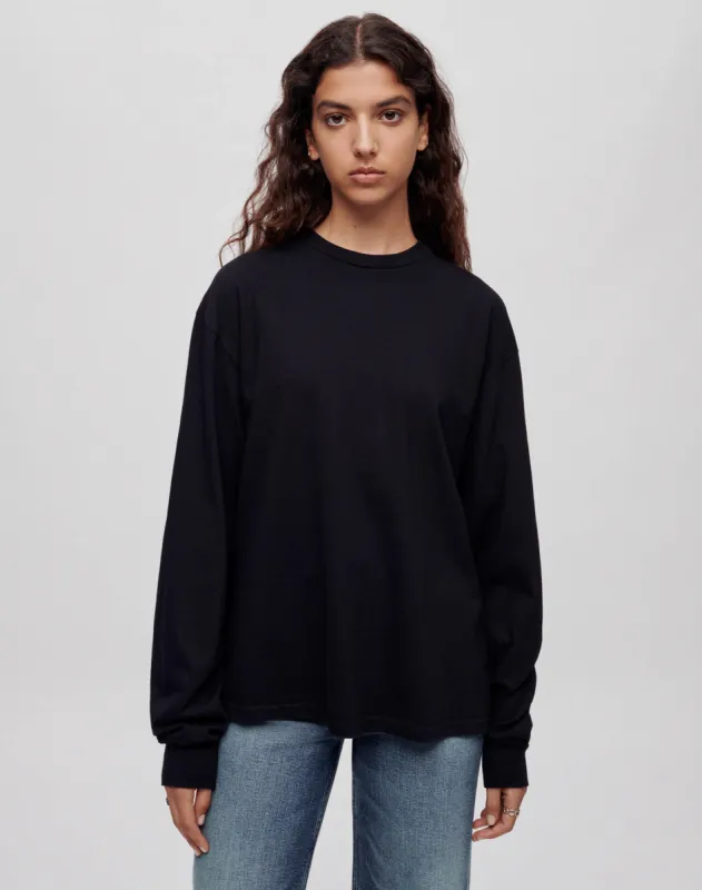 Hanes Long Sleeve Boyfriend Tee - Black sold by Re/Done