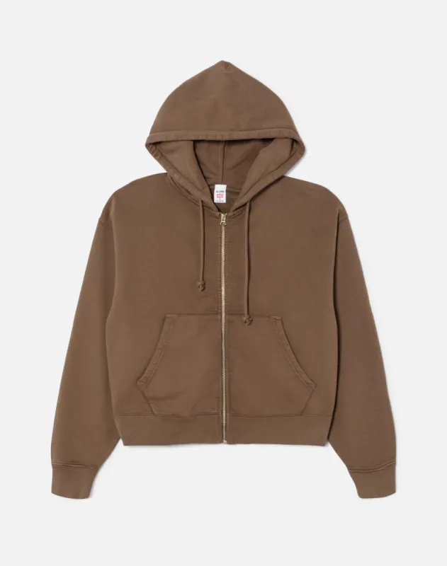 Relaxed Zip Up Hoodie -  Walnut sold by Re/Done