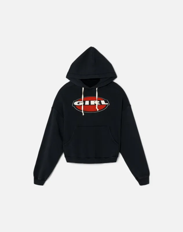 Oversized "Girl" Graphic Hoodie - Vintage Black made by Re/Done