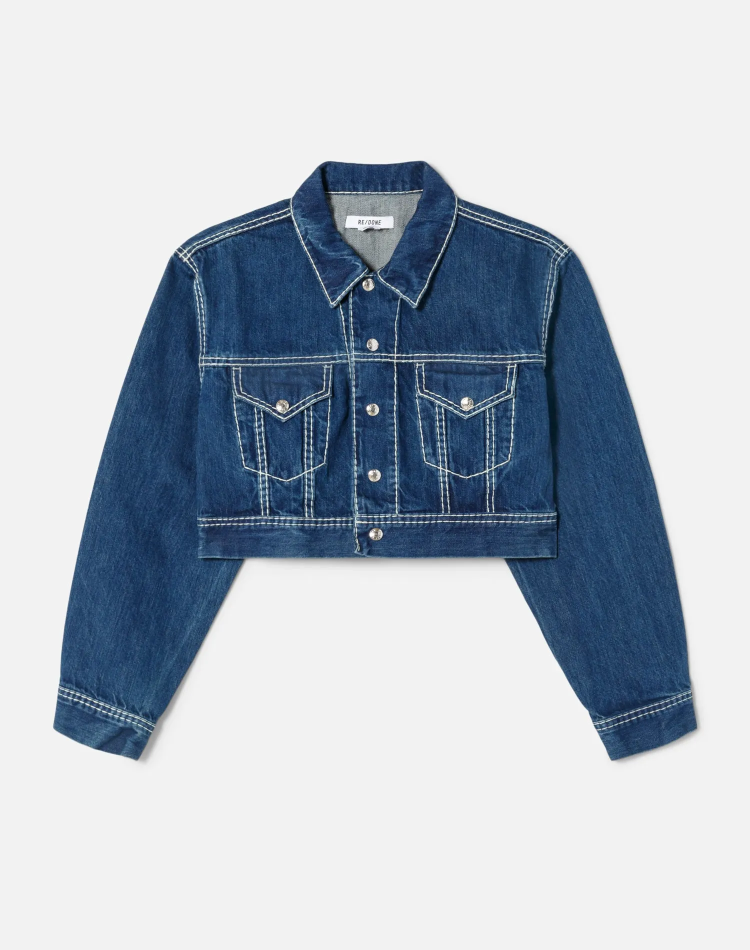 Cropped Denim Trucker - Chunky Stitch with Indigo sold by Re/Done