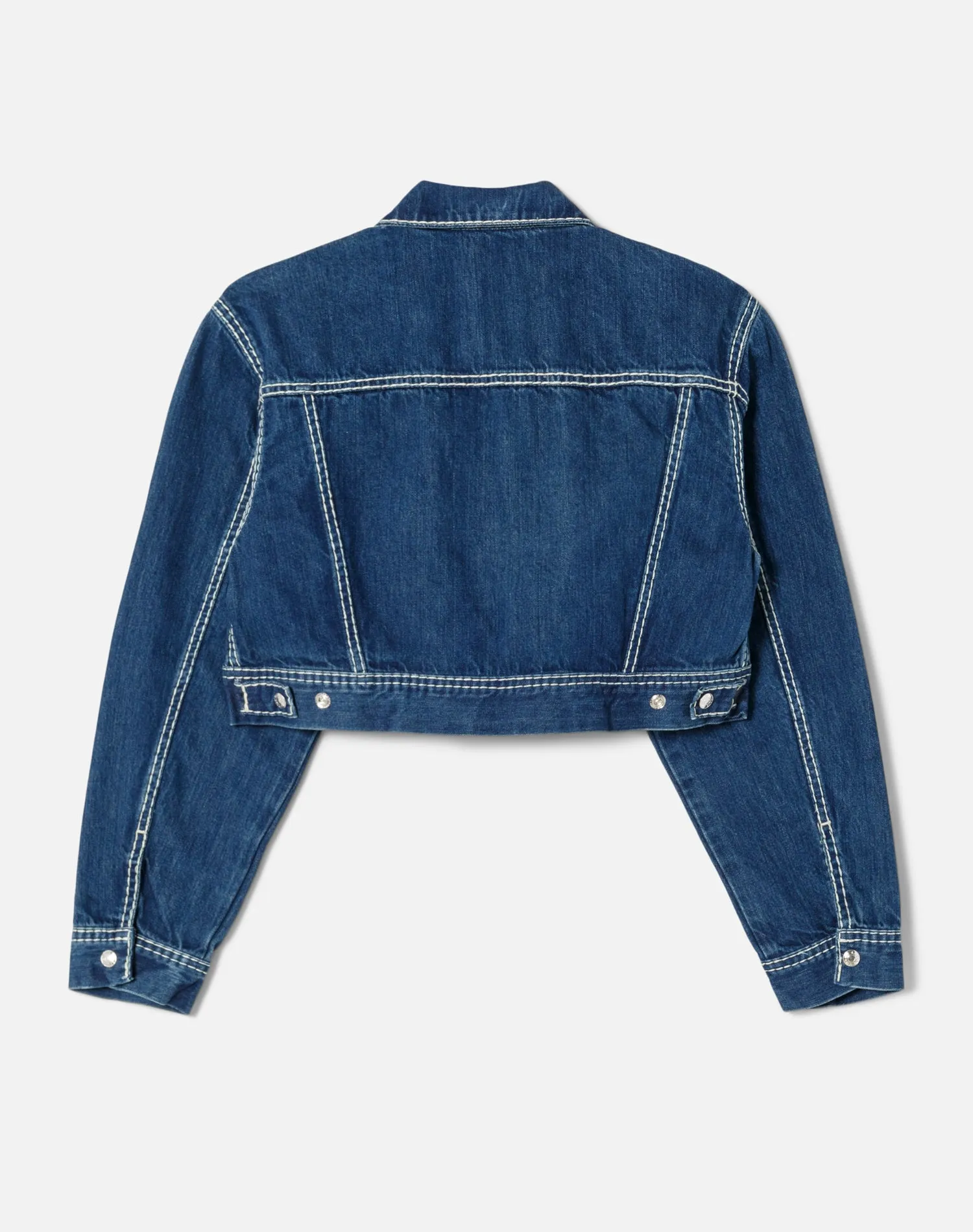 Cropped Denim Trucker - Chunky Stitch with Indigo sold by Re/Done product image thumbnail 2