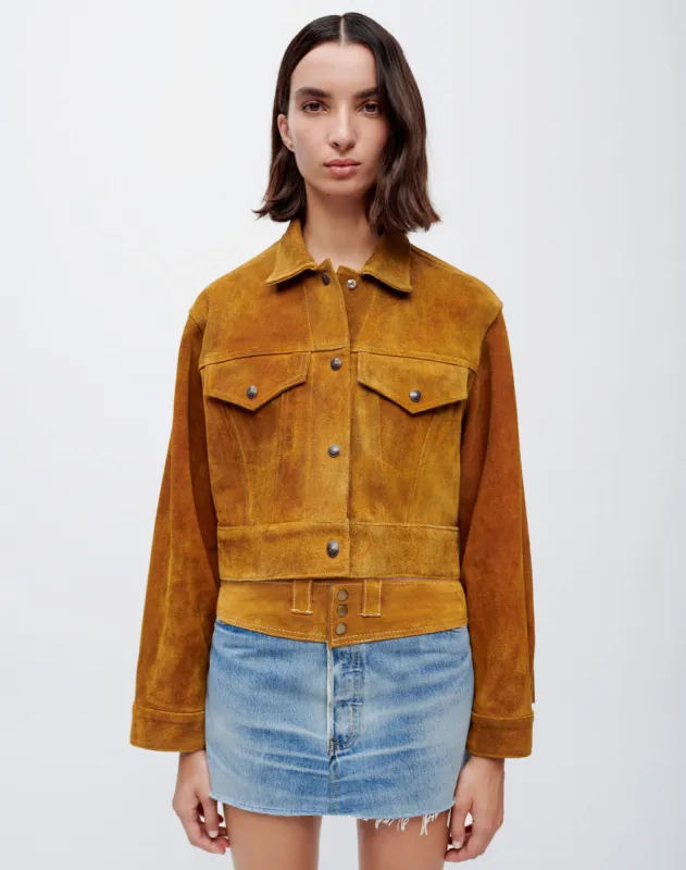 Cropped Suede Fringe Jacket - Tan Suede sold by Re/Done