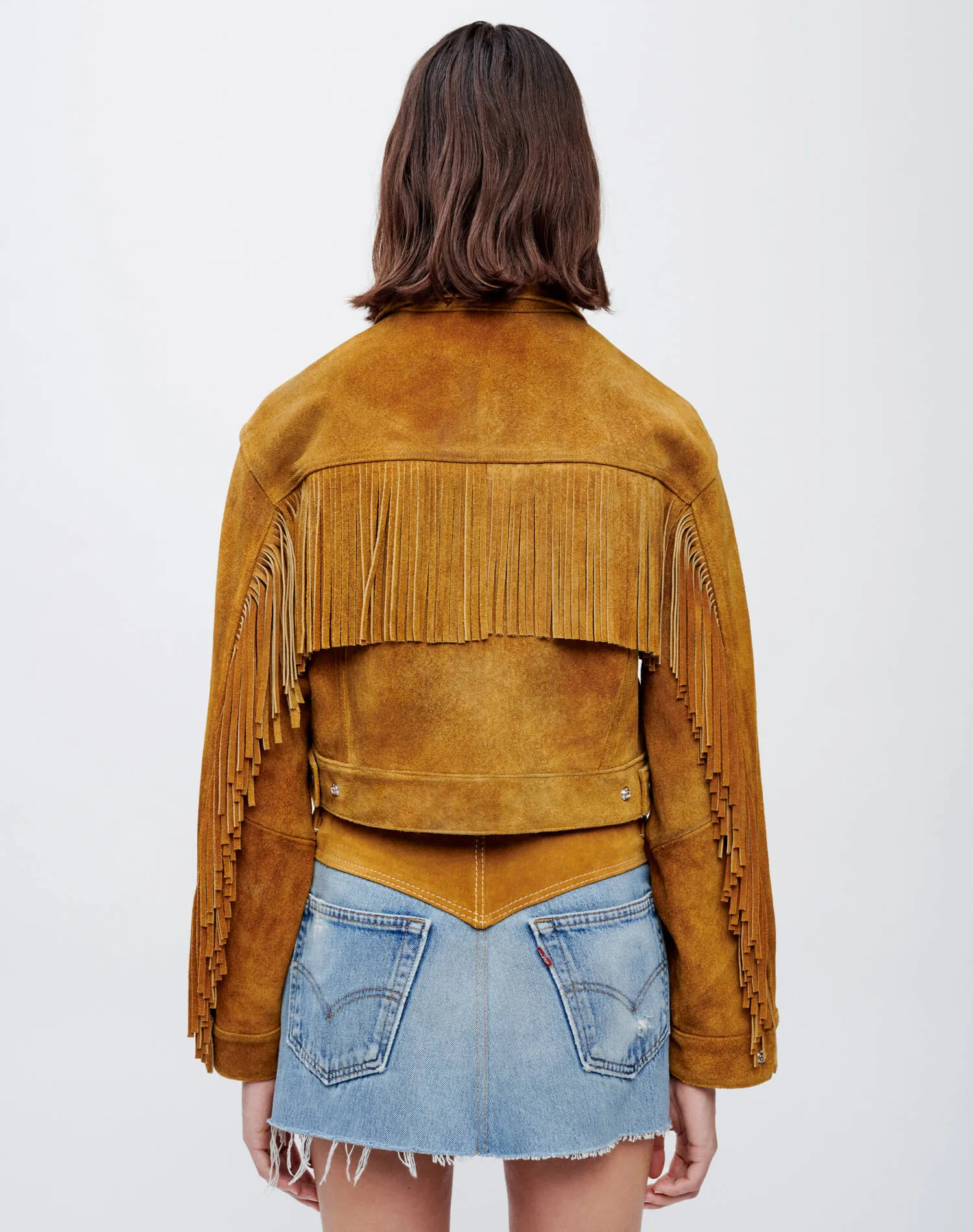 Cropped Suede Fringe Jacket - Tan Suede sold by Re/Done product image thumbnail 5