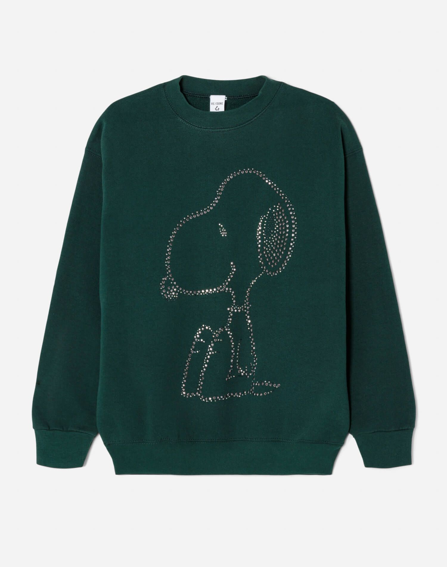Upcycled "Snoopy Sparkle" Sweatshirt - Dark Green sold by Re/Done