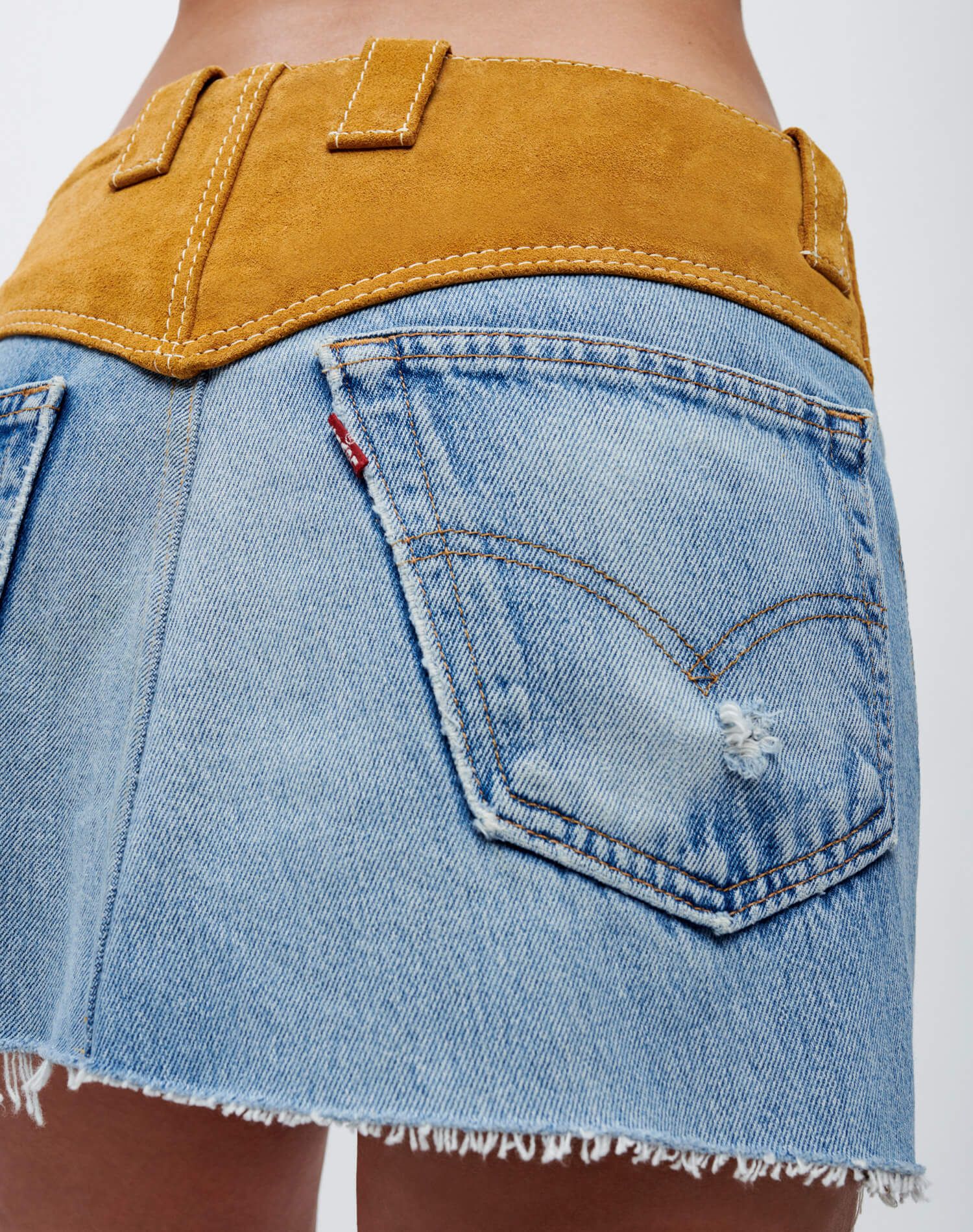 Levi's Suede Yoke Mini Skirt - Indigo With Suede sold by Re/Done product image thumbnail 5