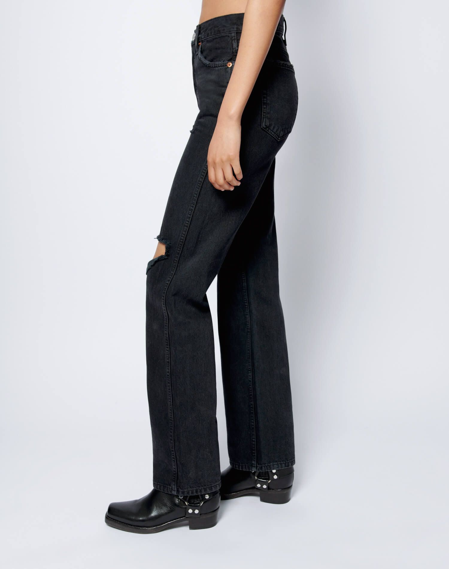 High Rise Loose - Washed Black with Rips sold by Re/Done product image thumbnail 5