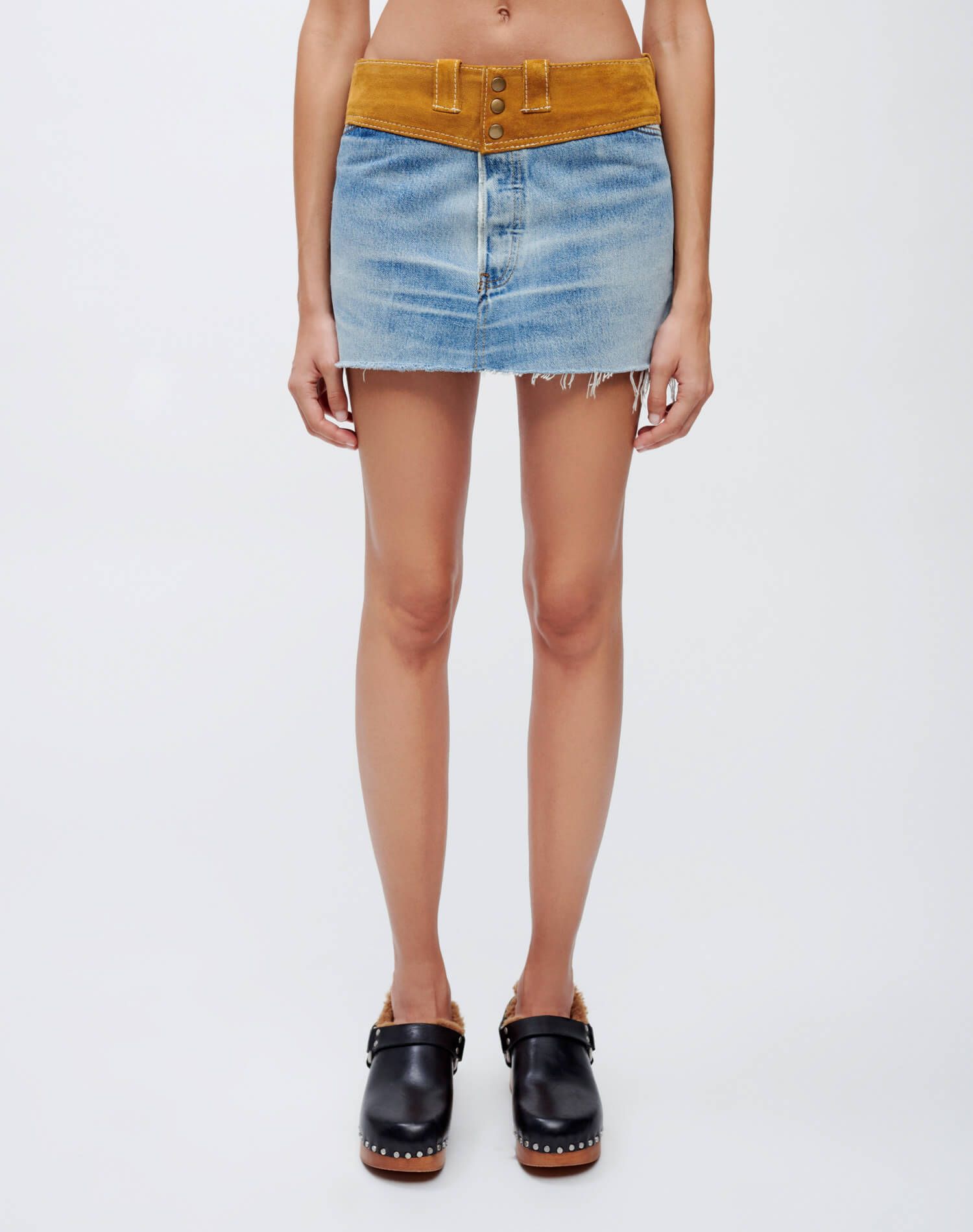Levi's Suede Yoke Mini Skirt - Indigo With Suede sold by Re/Done product image thumbnail 3