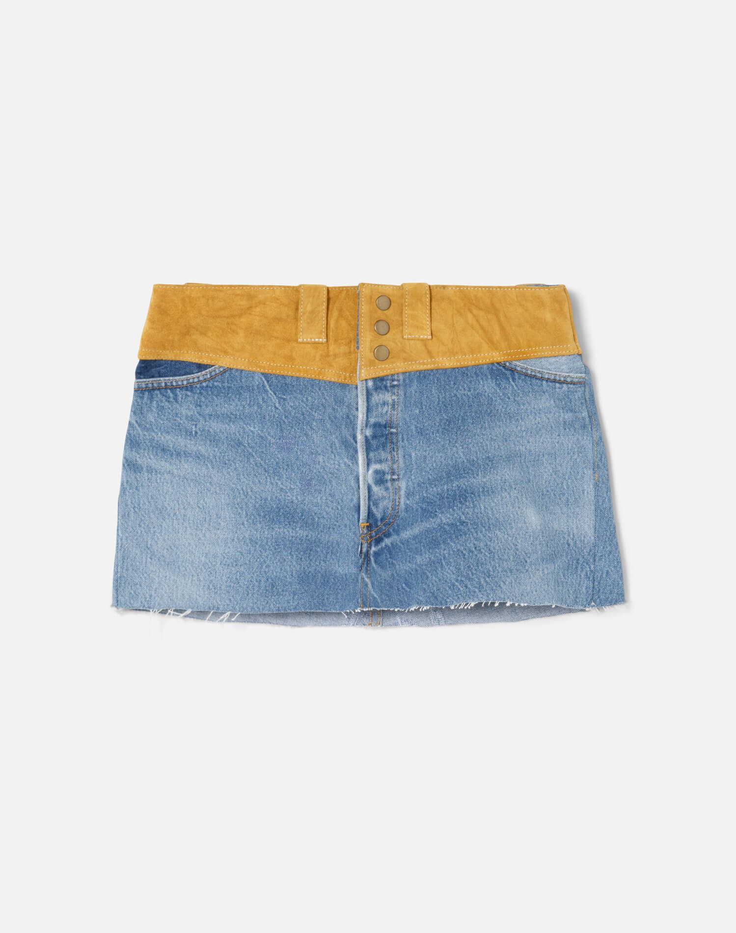 Levi's Suede Yoke Mini Skirt - Indigo With Suede sold by Re/Done