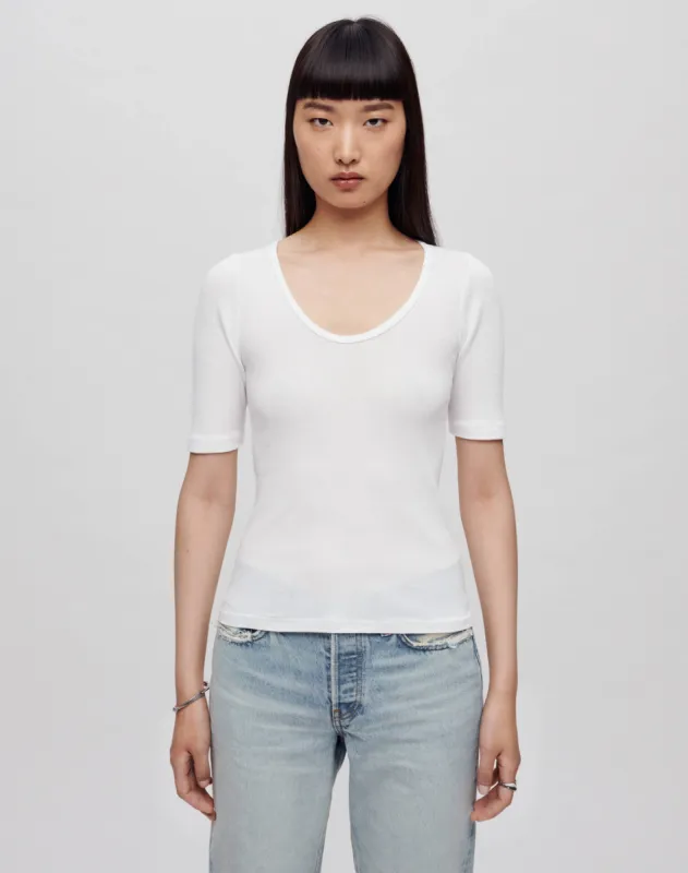 Hanes Ribbed Scoop Neck Tee - Optic White sold by Re/Done