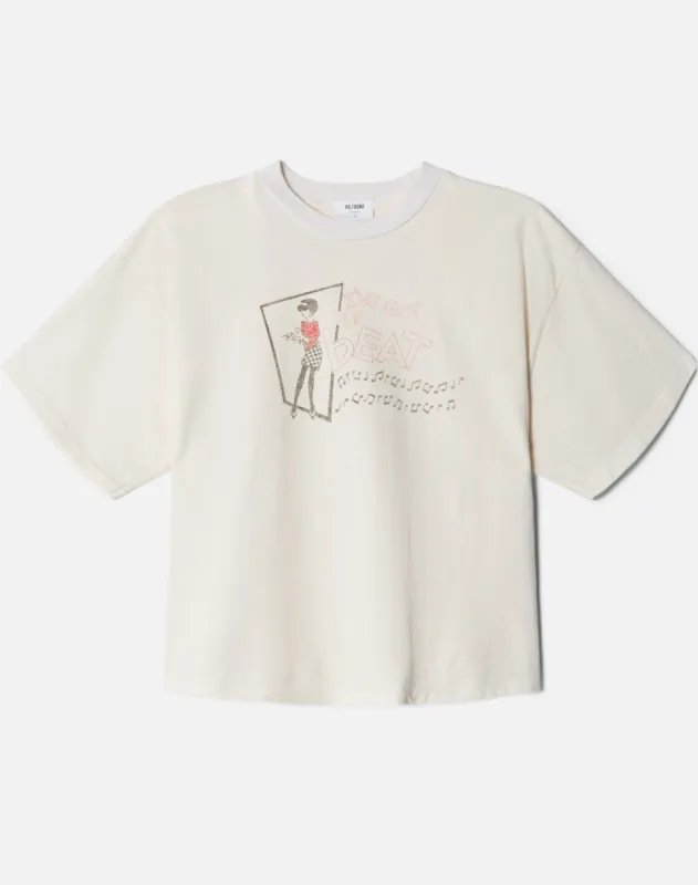 90s Oversized Boxy "I've Got The Beat" Tee - Vintage White sold by Re/Done