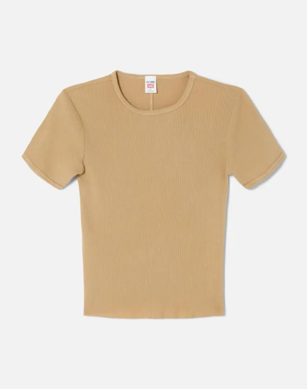 90s Ribbed Cap Sleeve Tee - Sand sold by Re/Done