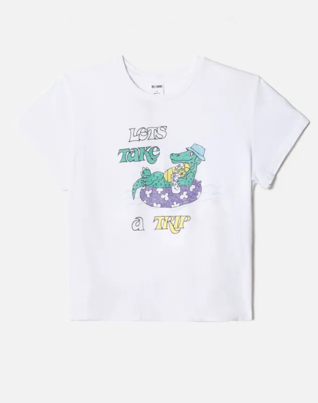 Boxy "Take A Trip" Tee -  Vintage White sold by Re/Done