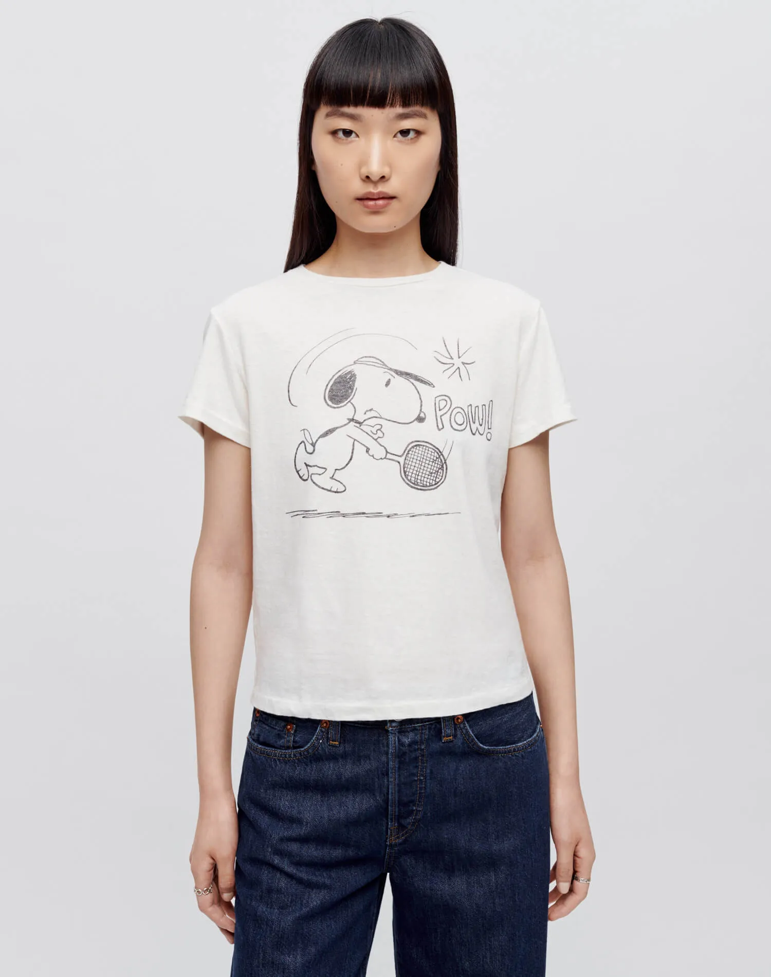 Classic "Snoopy Tennis" Tee - Vintage White sold by Re/Done
