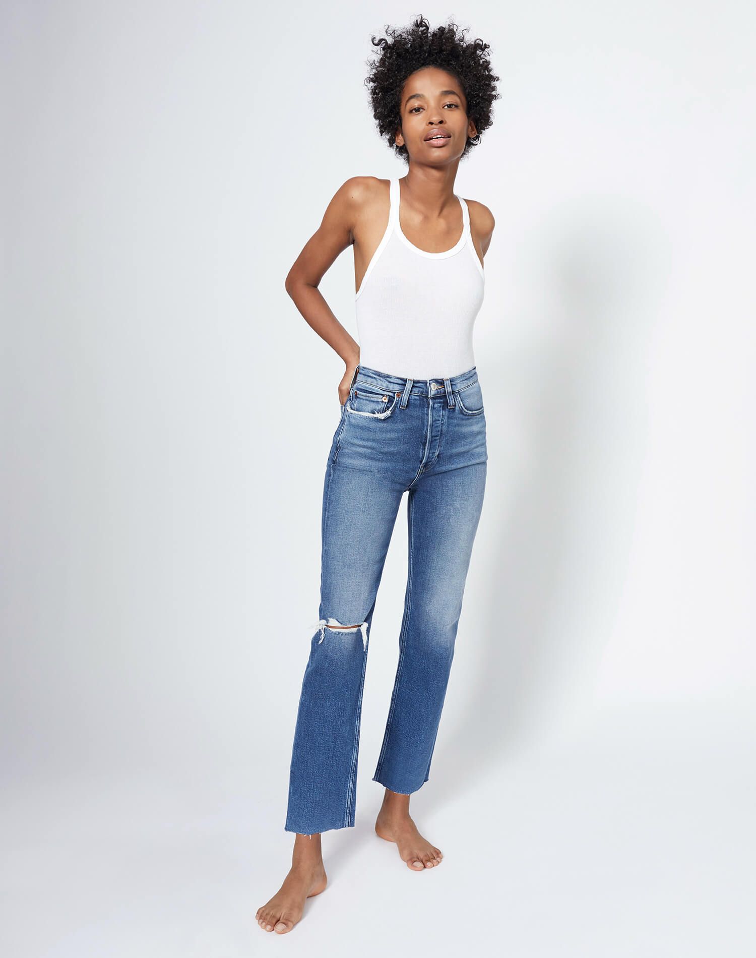 Comfort Stretch Ultra High Rise Stove Pipe - Vintage Indigo Destroy sold by Re/Done product image thumbnail 2