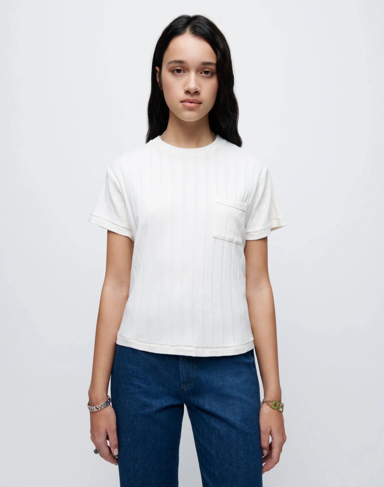 90s Variegated Rib Tee - Vintage White sold by Re/Done