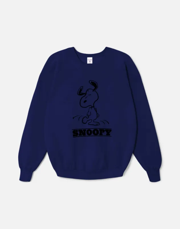 Upcycled "Snoopy Dancing" Sweatshirt in Navy - 11229740 sold by Re/Done