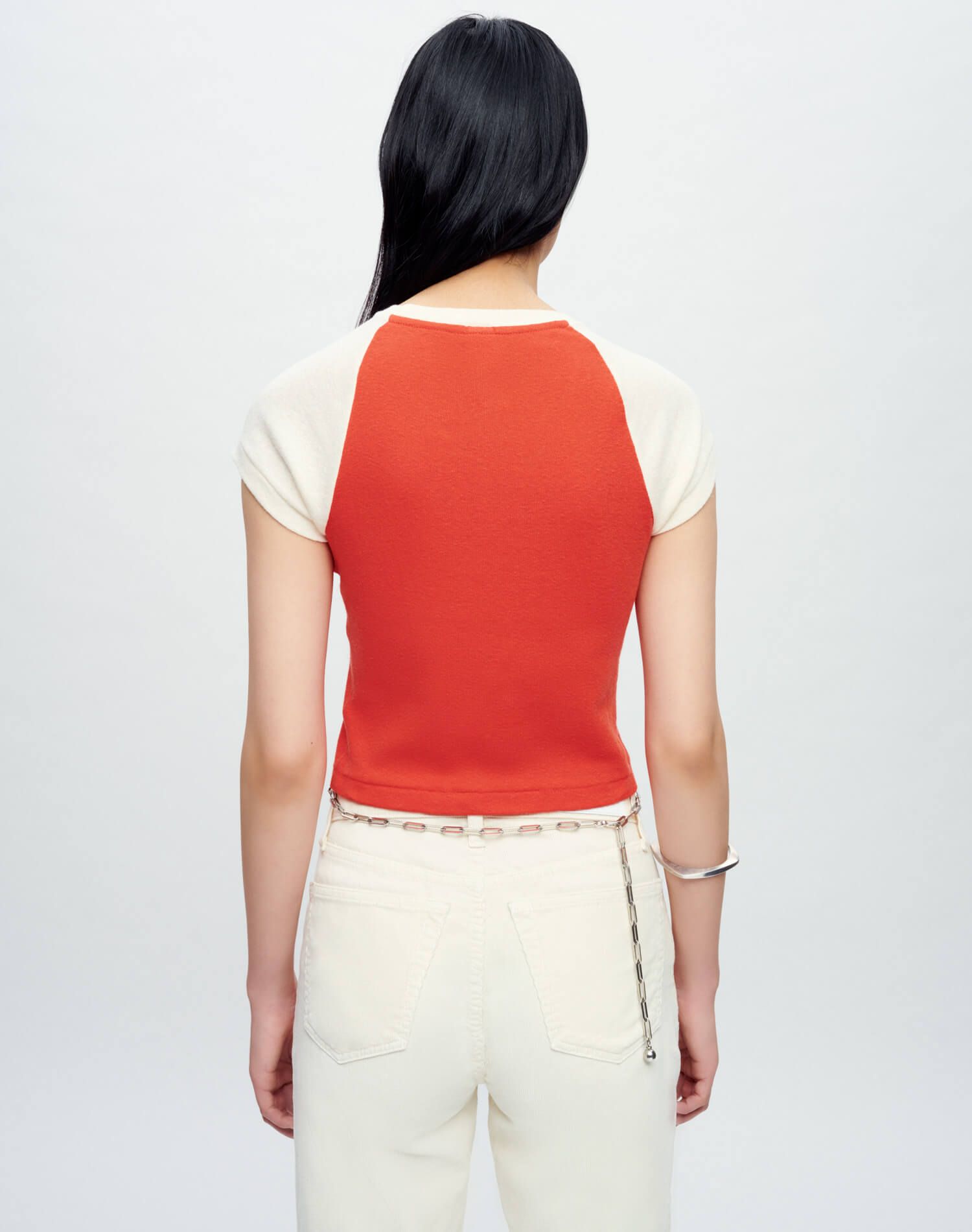 Raglan Baby Tee - Scarlett with Vintage Ivory sold by Re/Done product image thumbnail 3