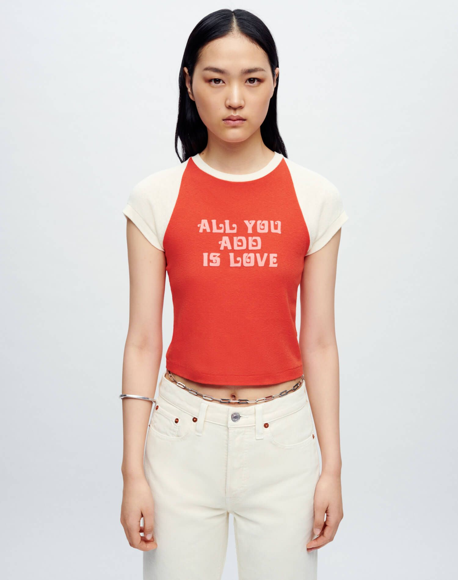 Raglan Baby Tee - Scarlett with Vintage Ivory sold by Re/Done product image thumbnail 2