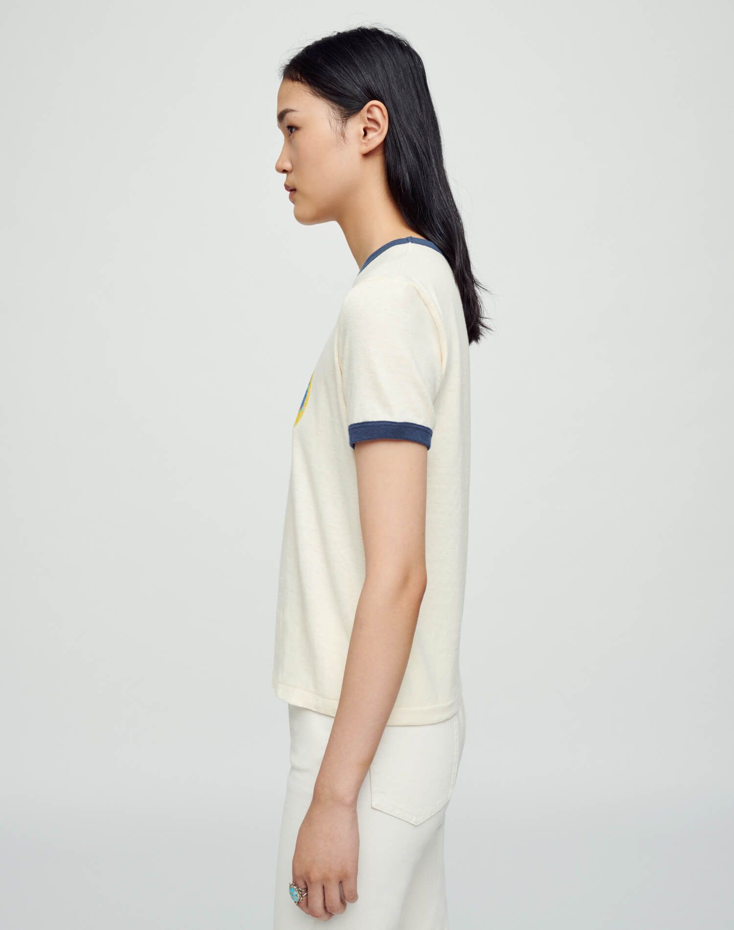 Ringer "Dirty Shirley" Tee - Vintage Ivory with Midnight sold by Re/Done product image thumbnail 4