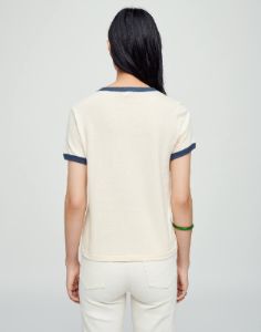 Ringer "Dirty Shirley" Tee - Vintage Ivory with Midnight sold by Re/Done