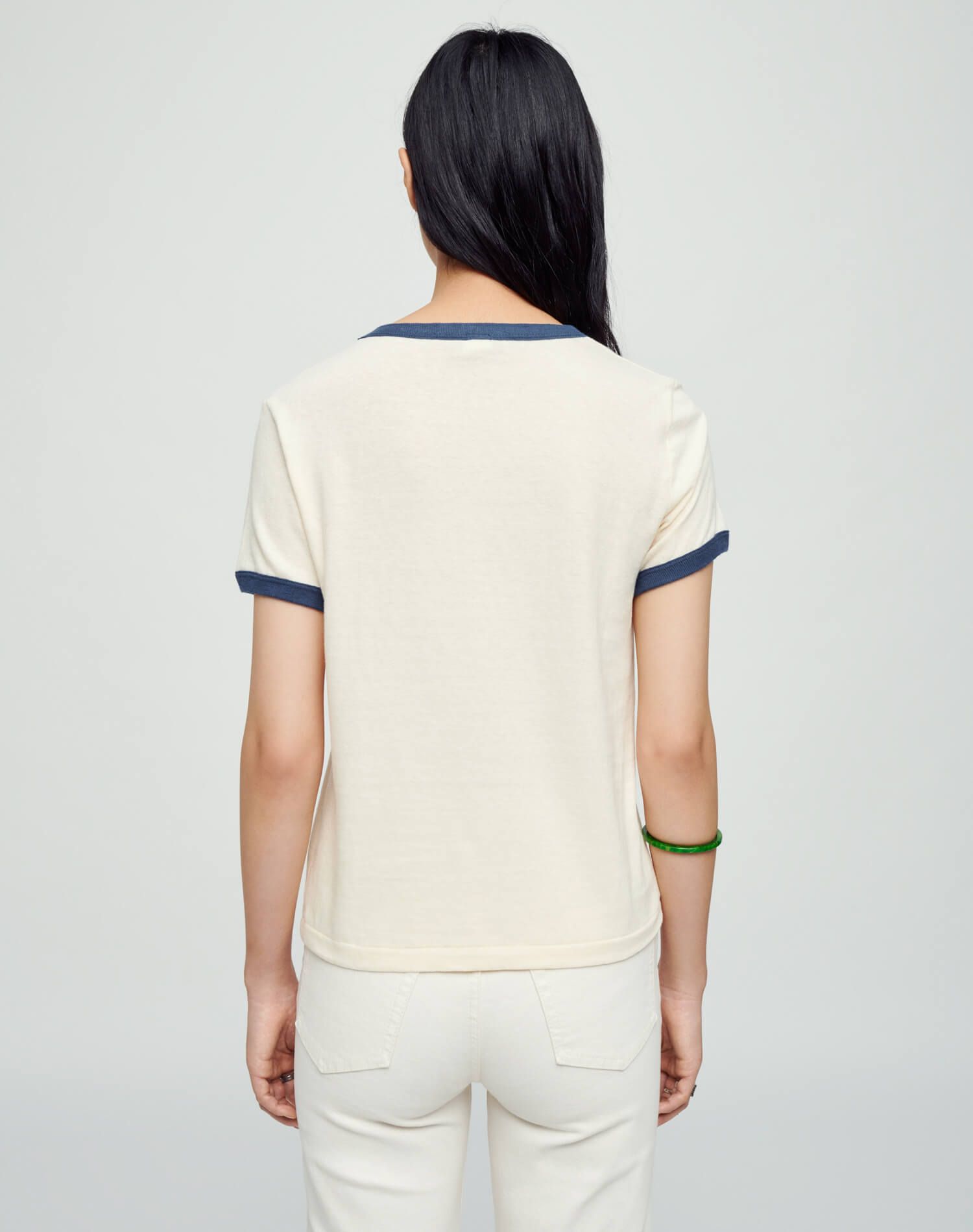 Ringer "Dirty Shirley" Tee - Vintage Ivory with Midnight sold by Re/Done product image thumbnail 5