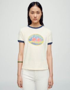 Ringer "Dirty Shirley" Tee - Vintage Ivory with Midnight sold by Re/Done