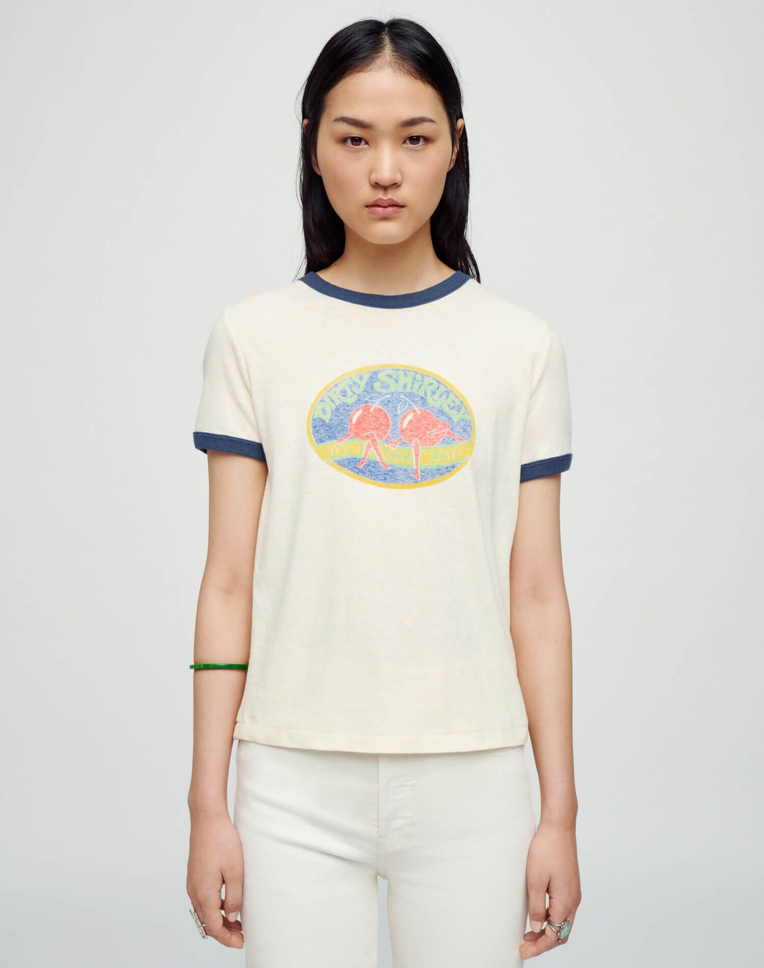 Ringer "Dirty Shirley" Tee - Vintage Ivory with Midnight sold by Re/Done product image thumbnail 2