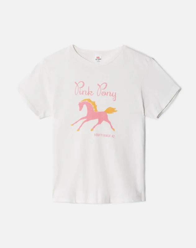 Classic "Pink Pony" Tee -  Vintage White sold by Re/Done