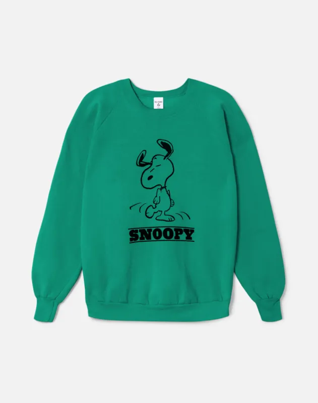 Upcycled "Snoopy Dancing" Sweatshirt in Green - 11229737 sold by Re/Done