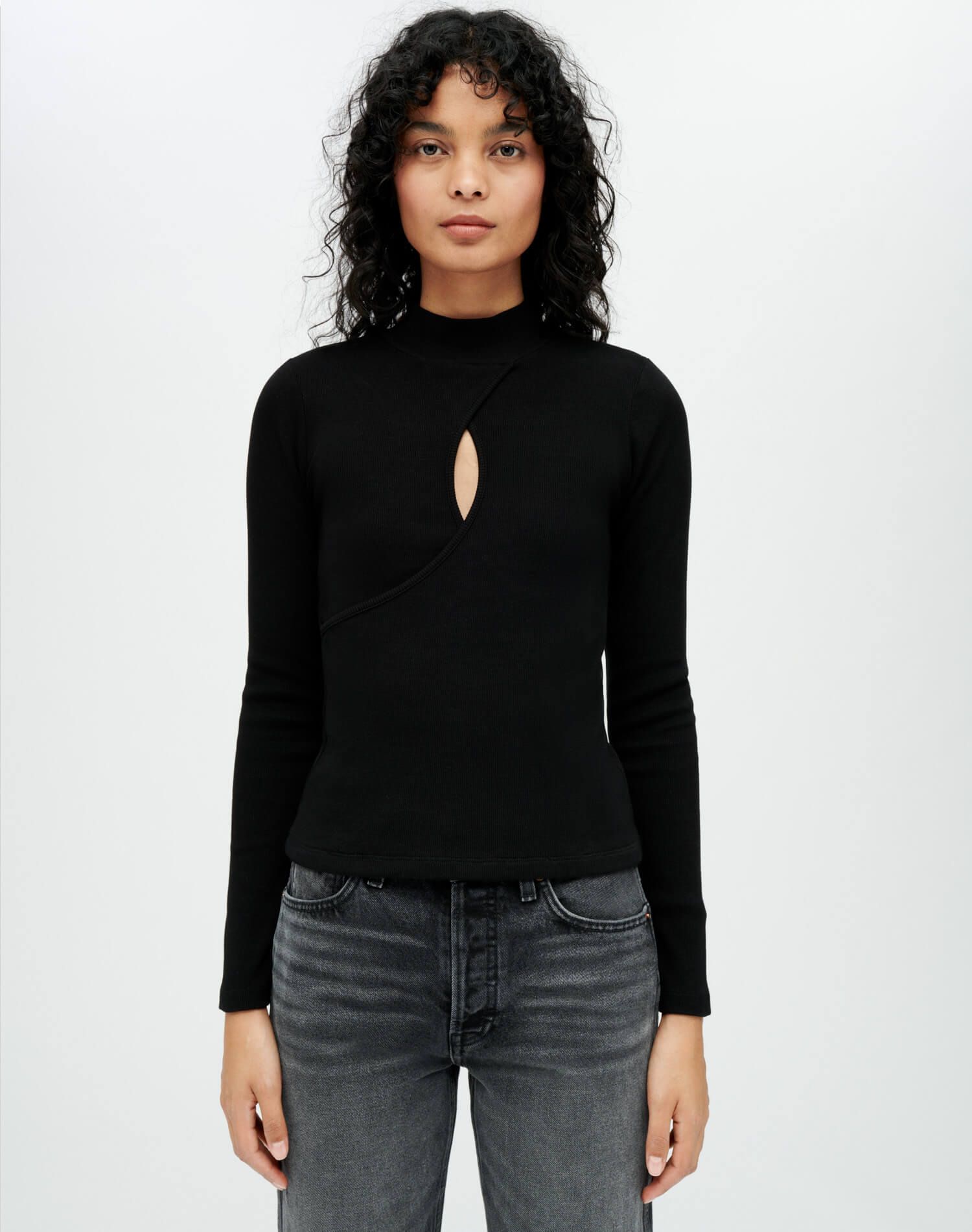 Keyhole Mock Neck Top - Black sold by Re/Done product image thumbnail 2