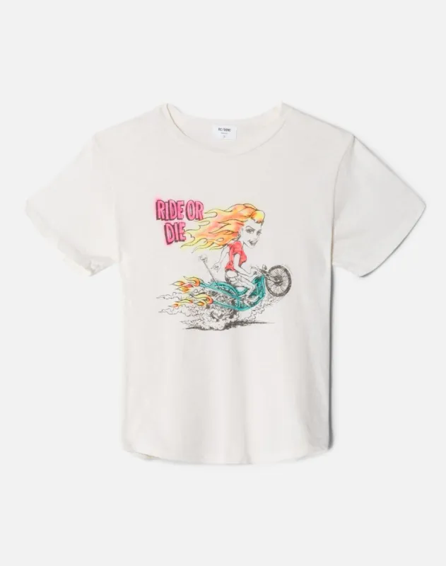 Classic "Ride or Die" Tee -  Vintage White sold by Re/Done