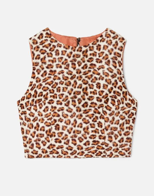 60s Fuzzy Leopard Top - #24 made by Re/Done