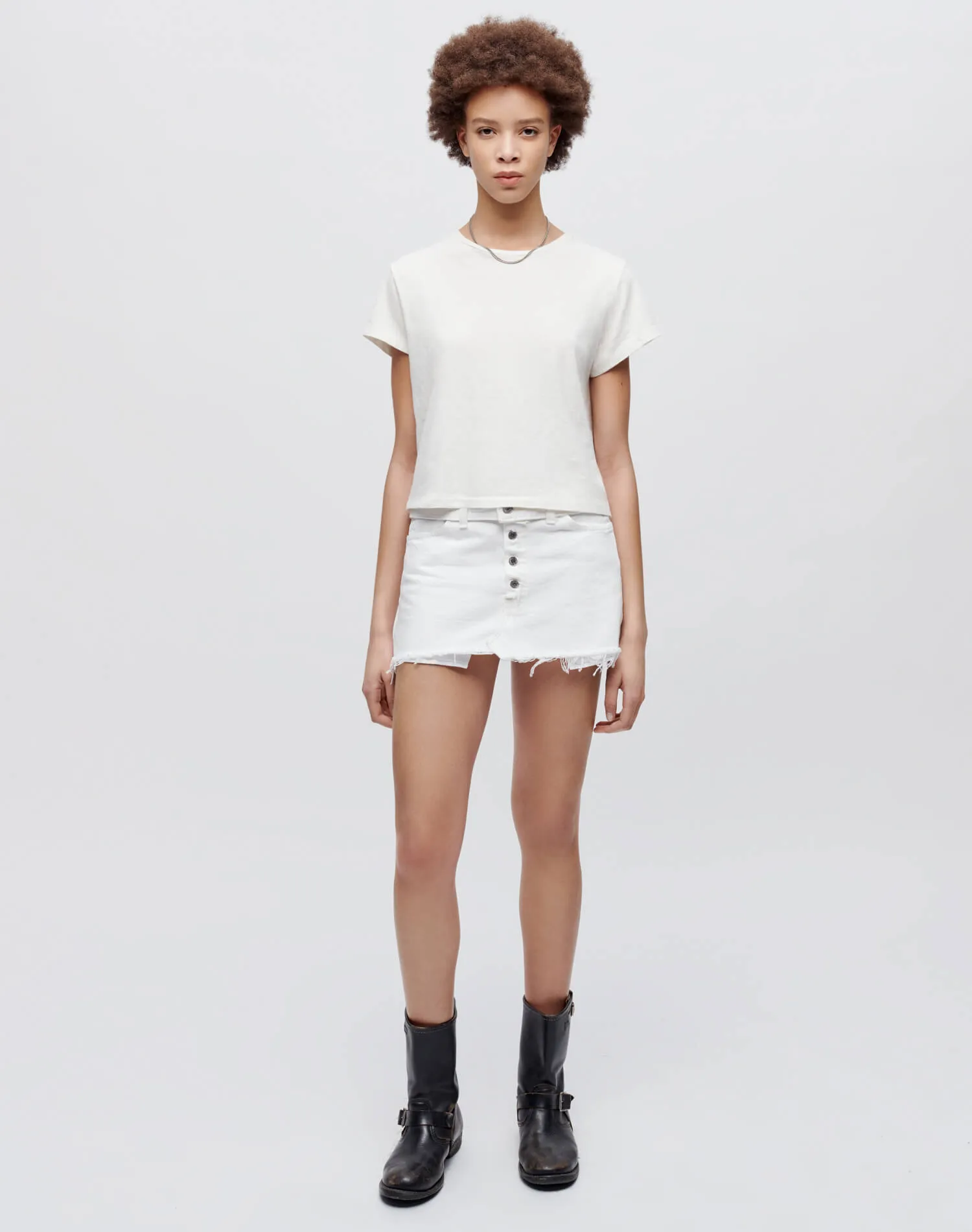 Levi's Raw Waist Mini Skirt - White sold by Re/Done product image thumbnail 2