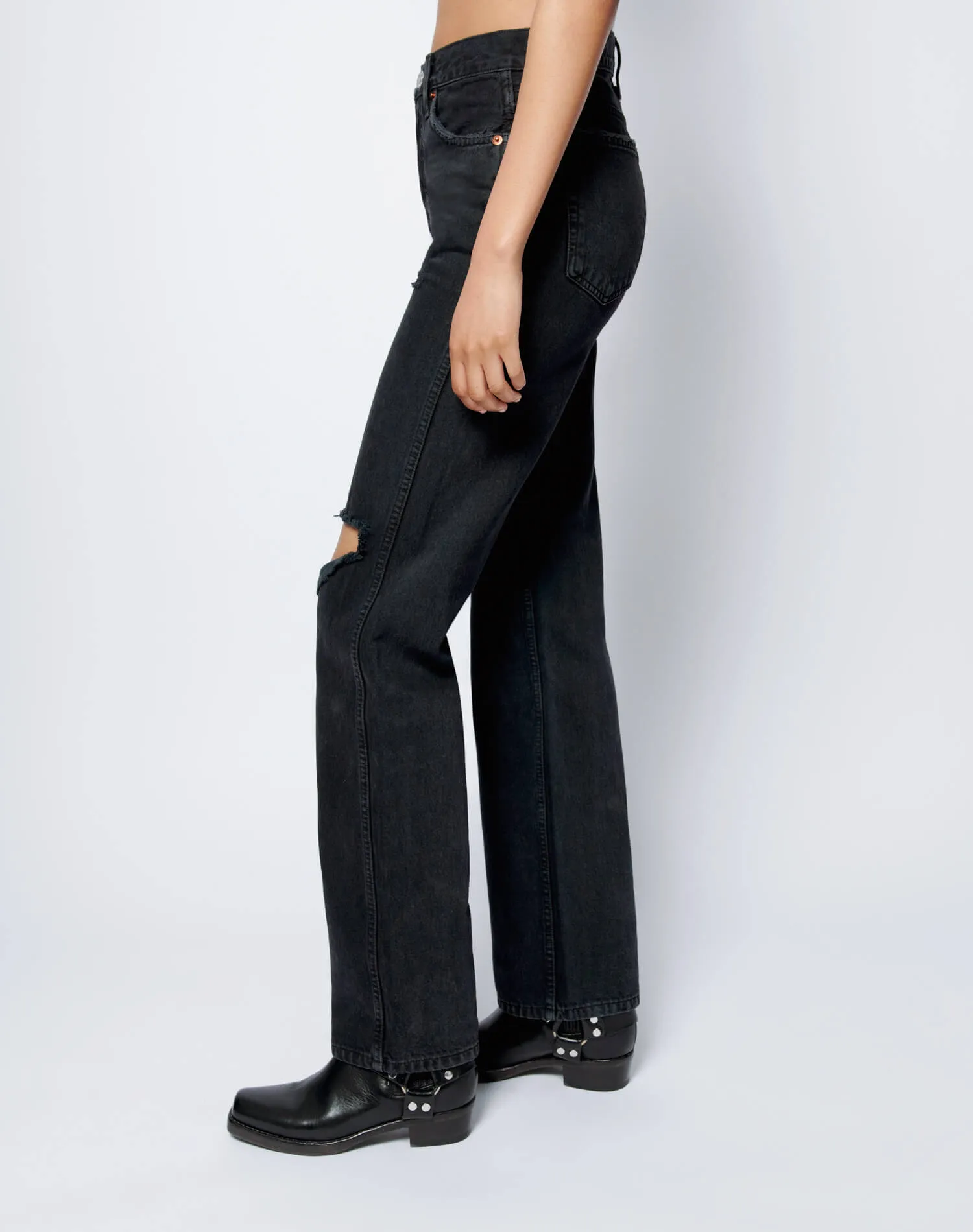 High Rise Loose - Washed Black with Rips sold by Re/Done product image thumbnail 3