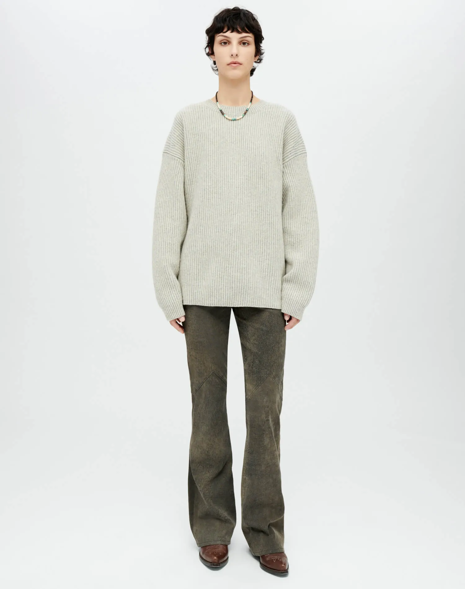 Plaited Crewneck Pullover - Oatmeal Grey Heather sold by Re/Done product image thumbnail 2