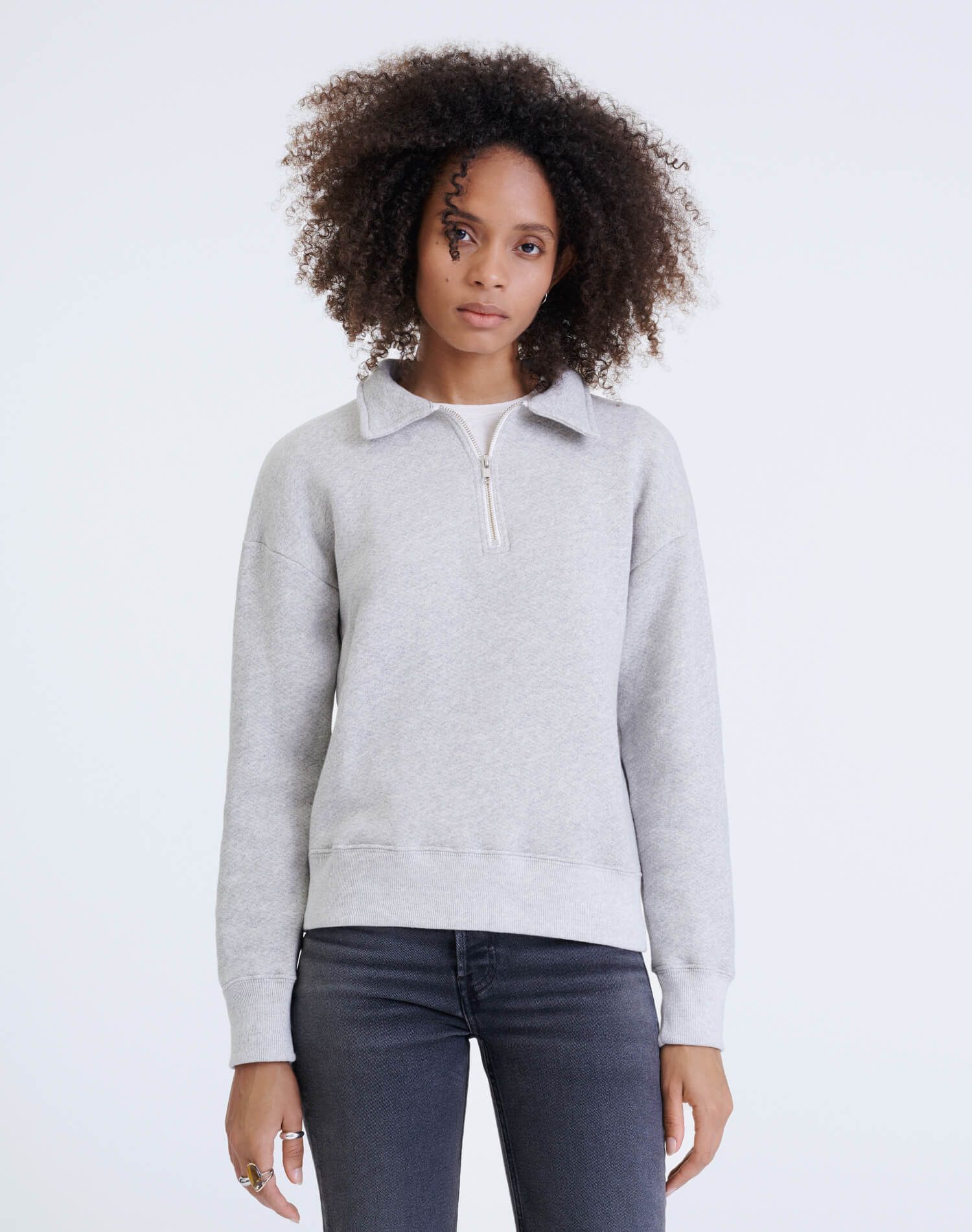 70s Half Zip Sweatshirt - Heather Grey sold by Re/Done